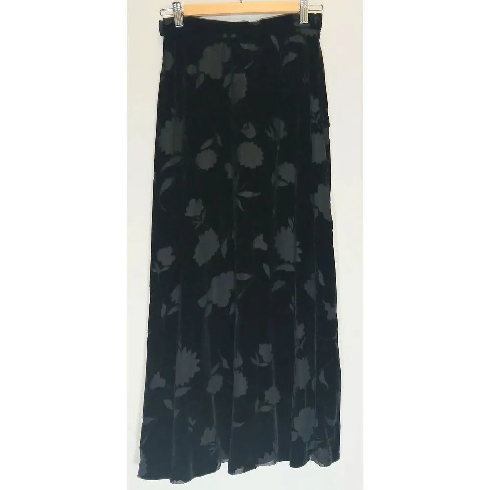 Jones New York Womens size 6 long maxi skirt velvet black silk whimsigoth y2k